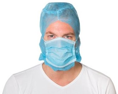 Astrocap 15gr + mondmasker 2-laags non woven blauw doos a 500st