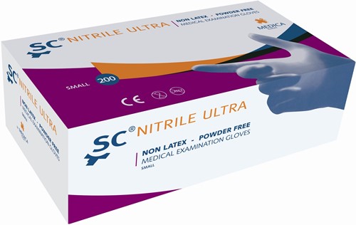SC® Nitrile Ultra HANDSCHOEN PAARS  maat MEDIUM  poedervrij a 200 stuks