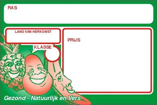 GROENTEKAARTEN Land van Herkomst  10x15 cm  pak a 200 stuks