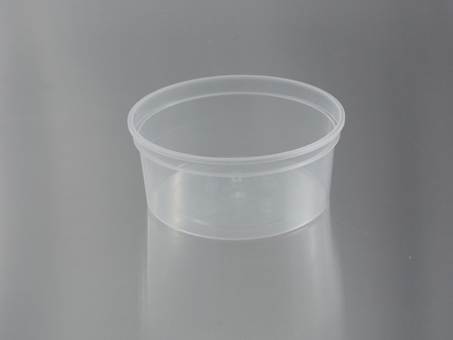 BAKJE PP ROND 115x50 mm 350 cc SPUITGIET TRANSPARANT reusable