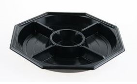 FONDUE SCHAAL 8 HOEK 5 VAKS 260x260x30 mm  ZWART