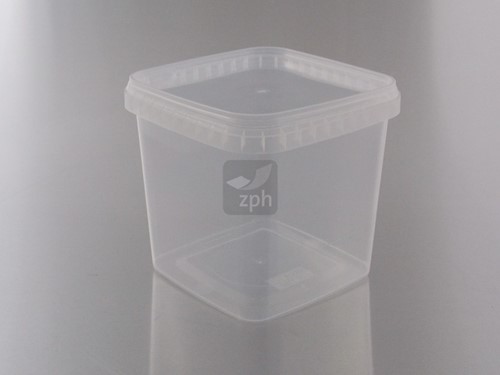 JONICUPS PP BEKER VIERKANT + DEKSEL 128x128x90 mm 960 cc Transparant reusable