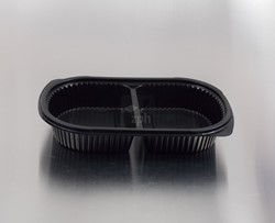 MENUBAK PP 240x155x40 mm 650 cc ZWART 2 VAKS 1/2 SERIE GRAND CHEF