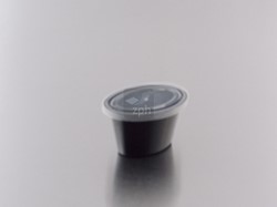 SAUSBAKJE OVAAL ZWART + DEKSEL TRANSP. 30 CC / 1 OZ