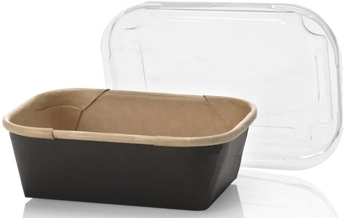SALADEBAKJE karton kraft zwart/bruin  RH 110x80x35 mm 150cc  SERIE 108