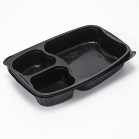 MENUBAK PP 254x174x42 mm 885 ml ZWART 3 VAKS SERIE BISTRO