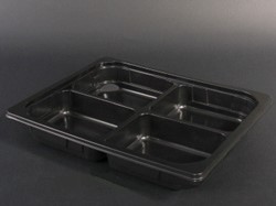 1/2 GASTROBAK 325x265x50 mm  4 x 565 cc  4 vaks ZWART vierkant