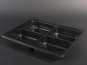 1/2 GASTROBAK 325x265x50 mm  4 x 565 cc  4 vaks ZWART vierkant