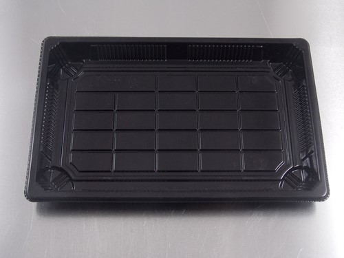 SUSHI TRAY ZWART+ DEKSEL PS TRANSPARANT 215x135x20 mm HP05 THERMO