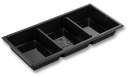 GOURMET TRAY 3 VAKS ZWART PET 250x120x31 mm 4405730103 of 01   3x200 ml inhoud