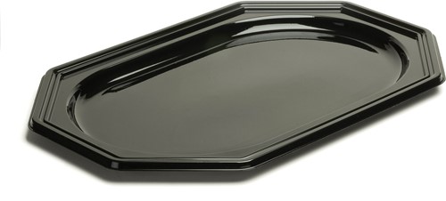 CATERINGSCHAAL 270x190 mm 8HOEK  ZWART 2 persooons