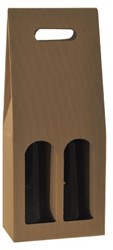2 FLES DRAAGKARTON  190x95x365 mm KRAFT  NATUREL open golf
