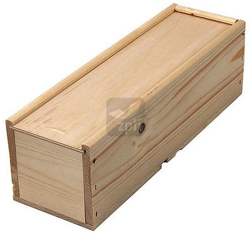 1 FLES WIJNKIST met SCHUIFDEKSEL  336x90x90 mm rompgespijkerd
