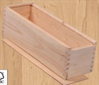 1 FLES WIJNKIST SCHUIFDEKSEL 340x95x90 mm  houtverbinding LUXE