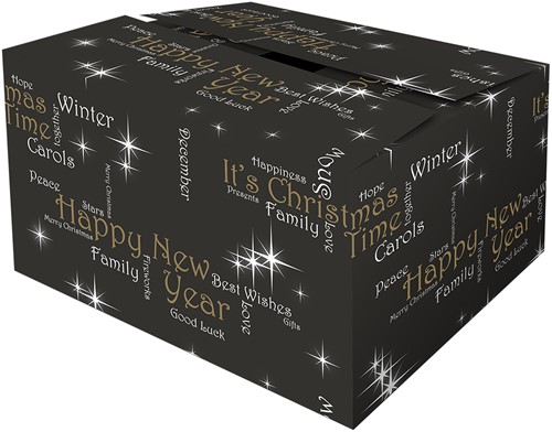 KERSTDOOS 390x290x232 mm TREE KRAFT ZWART  C232