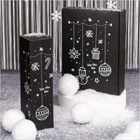 1 fles wijn geschenkdoos X-mas zwart -2
