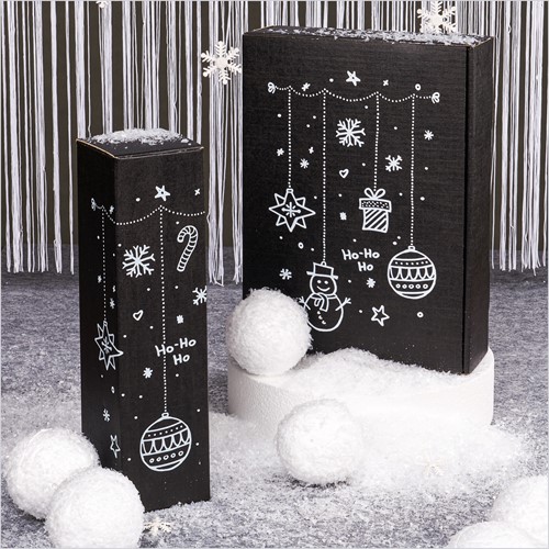 1 fles wijn geschenkdoos X-mas zwart -2