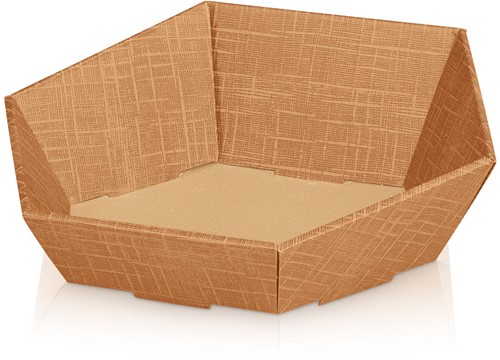 Geschenkkorf 6 hoekig Natur  karton 290x270x60 / 105 mm klein