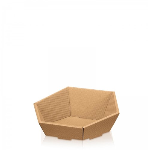Geschenkkorf 6 hoekig Natur karton open golf  290x270x60 / 105 mm klein
