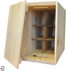 WIJNKIST  6 FLES  DRAAGKRAT MET HANDGREEP 340x278x184 mm