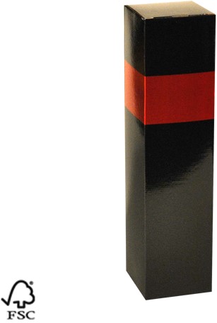 WIJNDOOS1 FLES KOKER DOOS karton 87x87x360 mm  rood  / zwart