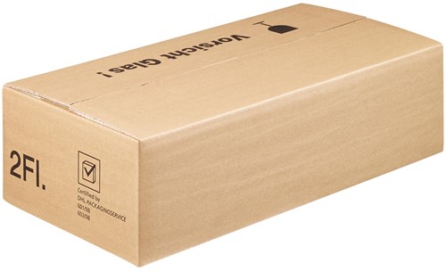 VERZENDDOOS voor 2 FLESSEN WIJN  400x200x120 mm  BRUIN incl interieur DU-LOG  FSC Mix 70%