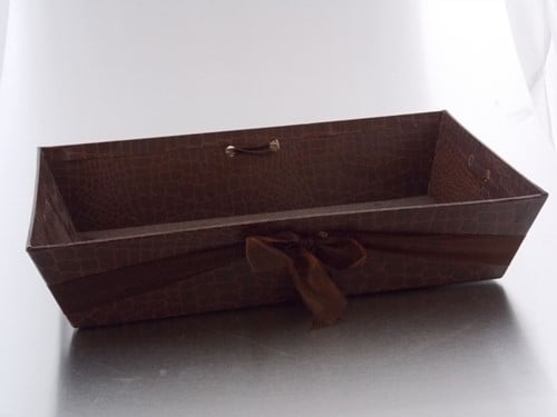 SCHAAL LEATHERLOOK bruin RechtHoek 32 x 20 x 7 cm
