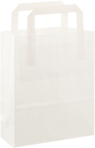 DRAAGTAS PAPIER PLAT HANDVAT 18x8x22 WIT KRAFT gestreept 90 grs