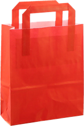 DRAAGTAS PAPIER PLAT HANDVAT 18x8x22 ROOD KRAFT GESTREEPT