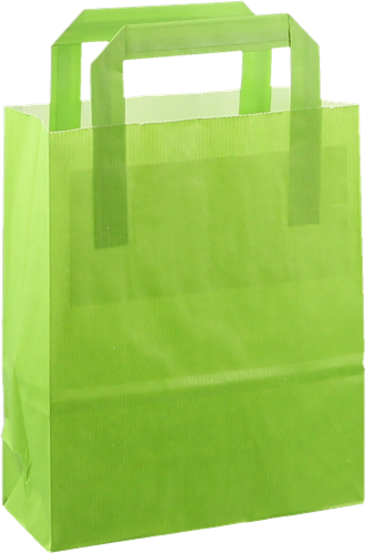 DRAAGTAS PAPIER PLAT HANDVAT 18x8x22 GROEN KRAFT GESTREEPT