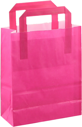 DRAAGTAS PAPIER PLAT HANDVAT 18x8x22 FUCHSIA KRAFT GESTREEPT