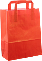 DRAAGTAS PAPIER PLAT HANDVAT 22x10x28 ROOD KRAFT GESTREEPT