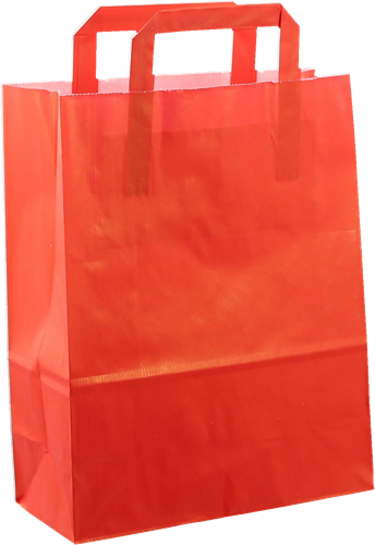 DRAAGTAS PAPIER PLAT HANDVAT 22x10x28 ROOD KRAFT GESTREEPT