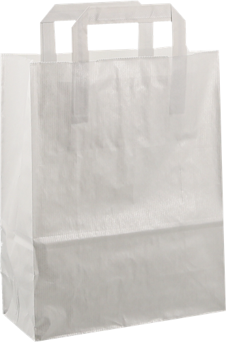 DRAAGTAS PAPIER PLAT HANDVAT 22x10x28 ZILVER KRAFT GESTREEPT