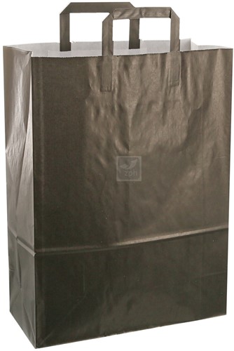 DRAAGTAS PAPIER PLAT HANDVAT 32x15x43 ZWART GESTREEPT 80 grs