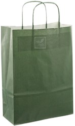 DRAAGTAS PAPIER KOORD 22x10x31 cm DONKER GROEN KRAFT GESTREEPT
