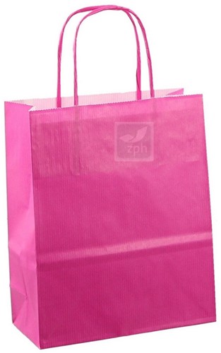 DRAAGTAS PAPIER KOORD 22x10x31 cm FUCHSIA KRAFT 