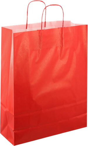 DRAAGTAS PAPIER KOORD 32x12x41 cm ROOD KRAFT GESTREEPT