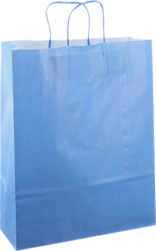 DRAAGTAS PAPIER KOORD 32x12x41 cm BLAUW KRAFT GESTREEPT