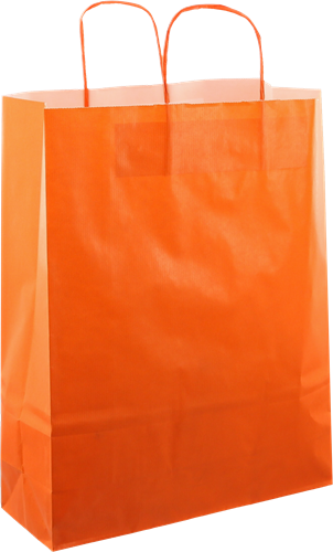 DRAAGTAS PAPIER KOORD 32x12x41 cm ORANJE KRAFT GESTREEPT