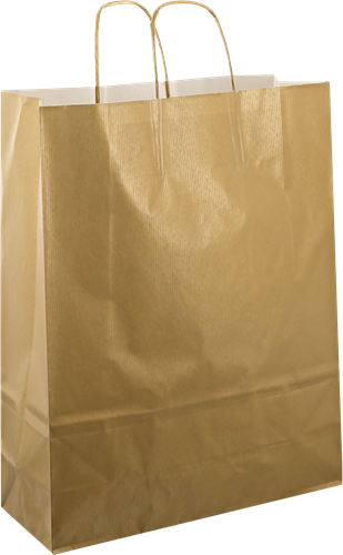 DRAAGTAS PAPIER KOORD 32x12x41 cm GOUD KRAFT GESTREEPT