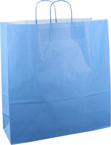 DRAAGTAS PAPIER KOORD 45x17x48 cm BLAUW KRAFT GESTREEPT
