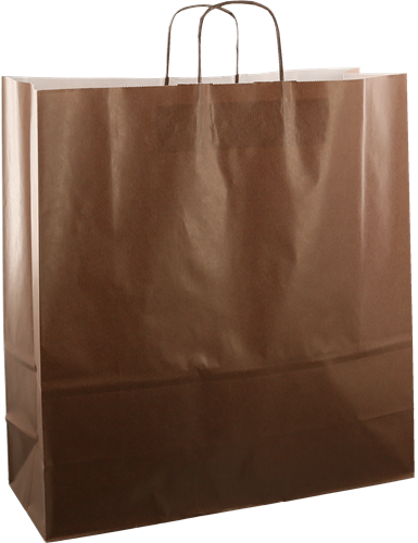 DRAAGTAS PAPIER KOORD 45x17x48 cm DONKER BRUIN KRAFT GESTREEPT