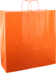 DRAAGTAS PAPIER KOORD 26x12x35 cm ORANJE KRAFT GESTREEPT