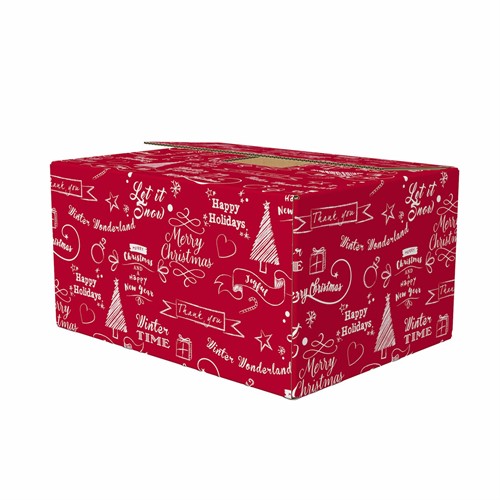 KERSTDOOS Happy Holidays rood 310x200x100  A100