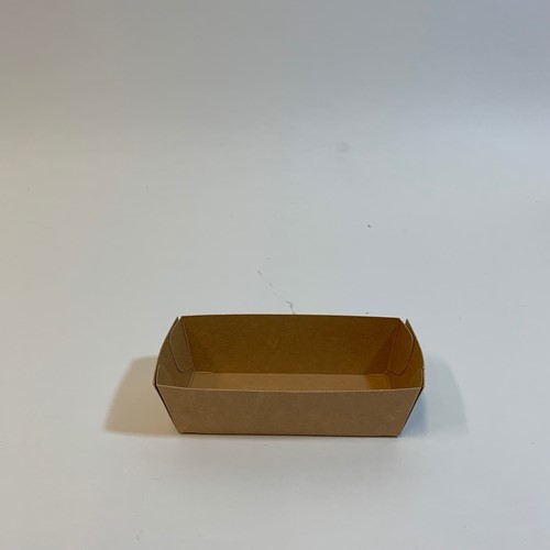 SNACKBAKJE  duplex karton 113x62x35 mm A9 KRAFT BRUIN WIT  doos a 1200 stuks P2P  plastic vrij