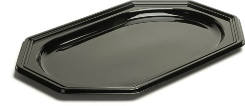 CATERINGSCHAAL ACHTHOEKIG 550x370 mm ZWART