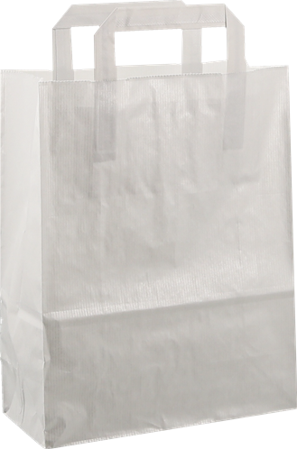 DRAAGTAS PAPIER PLAT HANDVAT 26x12x36 cm WIT EFFEN KRAFT 80 grs