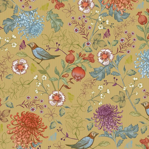 DESSIN INPAK CADEAU PAPIER BIRDY BLOSSOM KRAFT 30 cm 250 meter K401756/7
