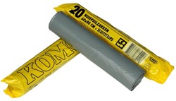 KOMO VUILNIS AFVALZAK  60x80 cm 60 liter GRIJS      per rol a 20 stuks